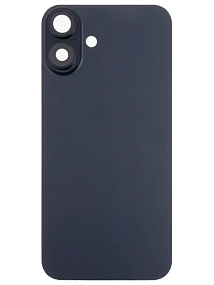 Задняя крышка для iPhone 16 Plus в сборе со стеклом камеры Черный (MagSafe, логотип) - Премиум