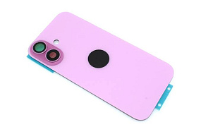 Задняя крышка iPhone 16 в сборе со стеклом камеры Розовый - orig fabric с креплением