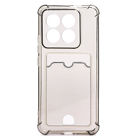 Силиконовый чехол Xiaomi 14 Pro с визитницей прозрачный черный